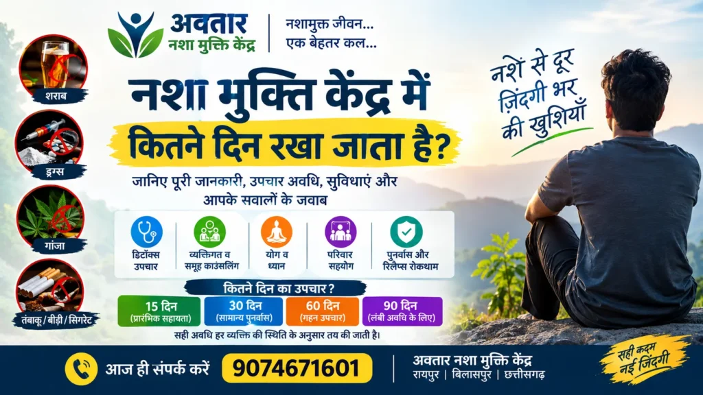 नशा मुक्ति केंद्र में कितने दिन रखा जाता है